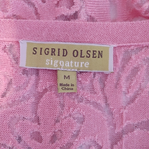SIGRID OLSEN SIGNATURE TAPESTRY PRINT ILLUSIO.N SWEATER, BLUSH PINK M - Picture 9 of 9